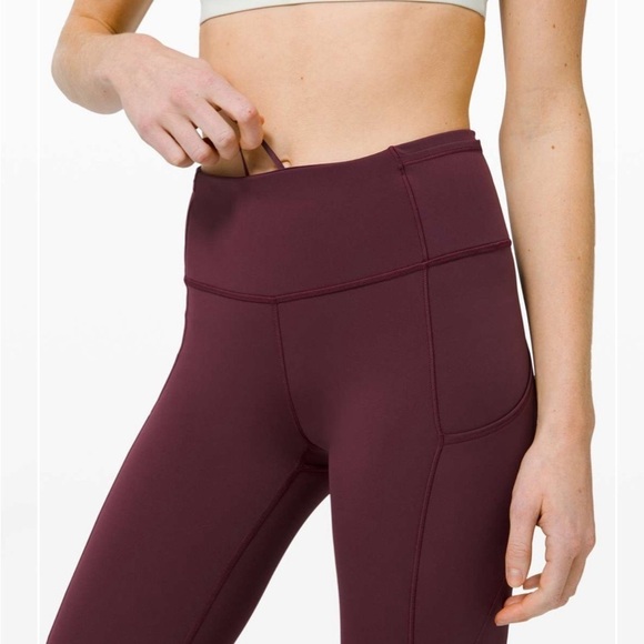 Lululemon Fast and Free Maroon Cropped Leggings Size 4. - Picture 3 of 11
